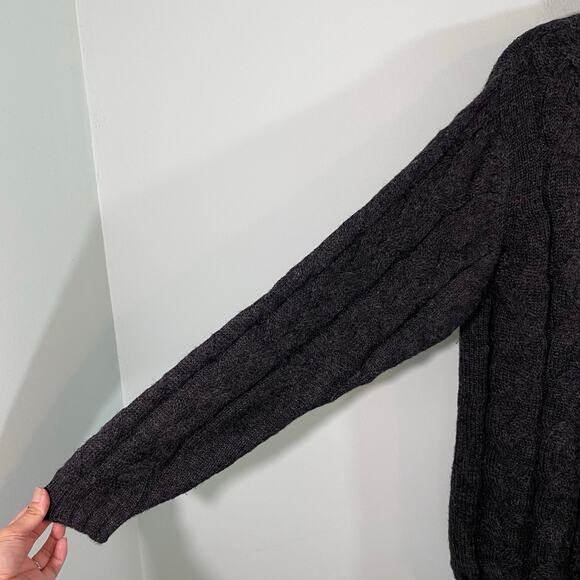 Alpaca 111 Women Charcoal Grey Baby Alpaca Cable Knit Turtleneck Sweater Size M - Picture 5 of 8